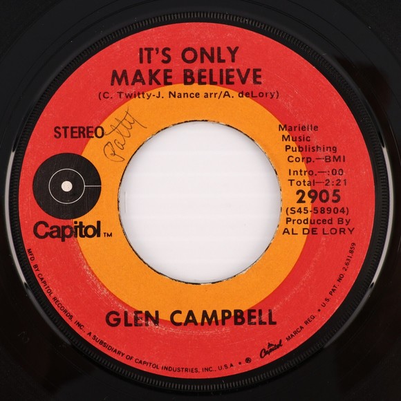 Glen Campbell – It's Only Make Believe / Pave Your Way 45 rpm 7" Record 2906 LA - Picture 1 of 8
